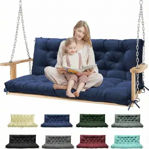 60" x 40" Outdoor Swing Cushion 3 Seater, 4-Inch Thick Porch Bench Replacement Cushions with Backrest, Waterproof Tufted Patio Furniture Seat Pad with Ties for Garden, Backyard & Indoor Use