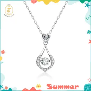Moissanite Sweetheart Teardrop Pendant Necklace Valentine's Day Wedding Engagement Anniversary Romantic Elegant Gift Daily Wear