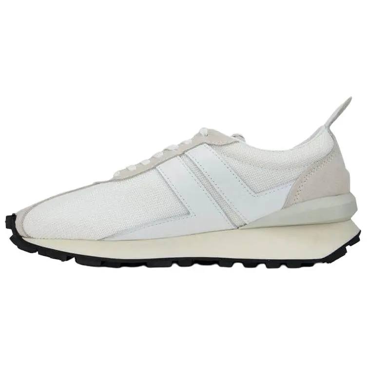 Lanvin Men's Beige Round-Toe Lace-Up Low-Top Trainers - Casual, Athletic Footwear for Walking, Running - Maison Mihara Official Shoes
