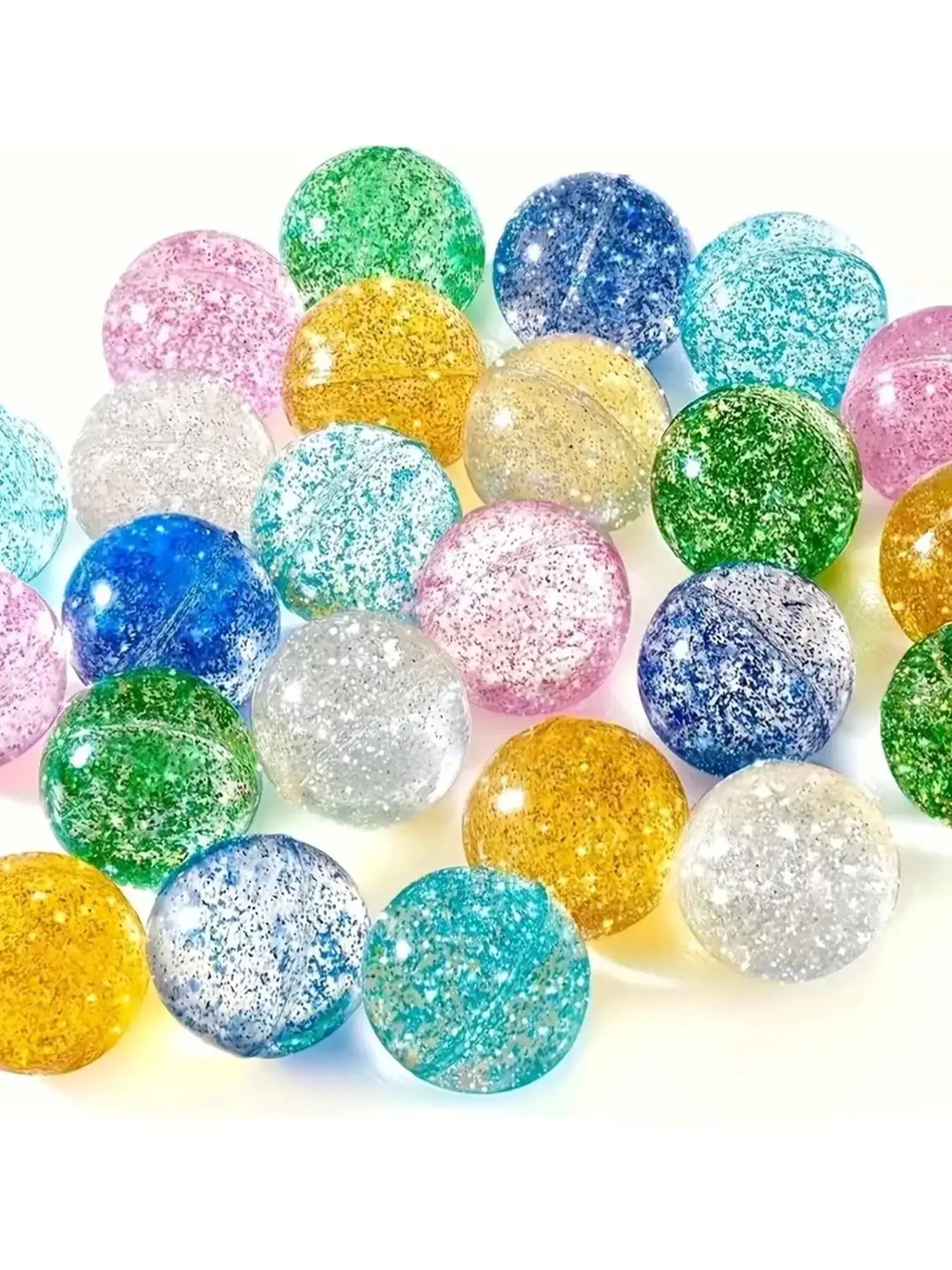 30pcs Vibrant Glitter Bounce Balls,Assorted Colors, Rubber Party Favors,Perfect For Birthday Goodie Bags, Family Reunions, School  Prizes And Easter Celebrations,Fun Holiday Gifts For Family And Friends