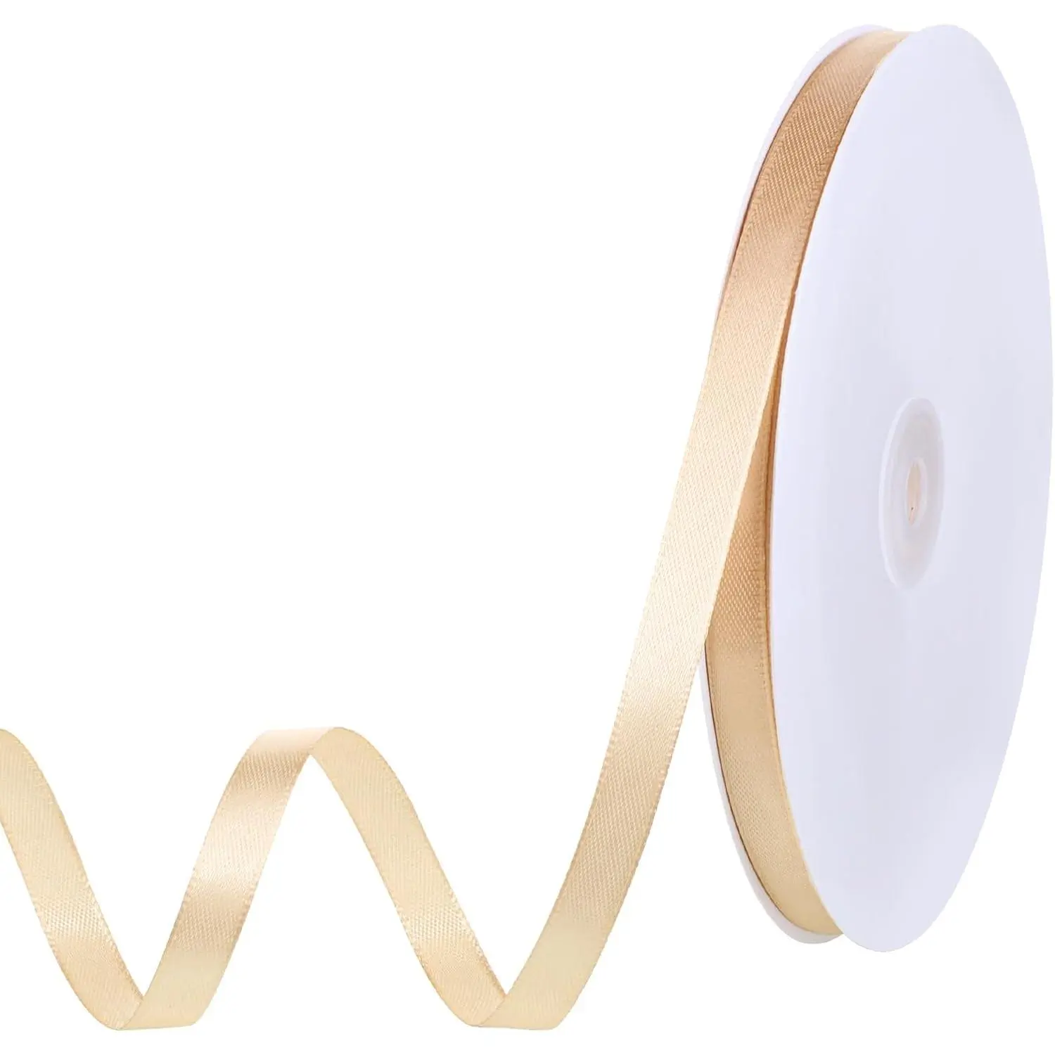120 Yards Champagne Ribbon 3/8 Inch Thin  Satin Ribbon Craft Fabric Ribbons for Hair Bow Making  Wrapping Floral Bouquet Party Birthday Graduate  2025 Decorations