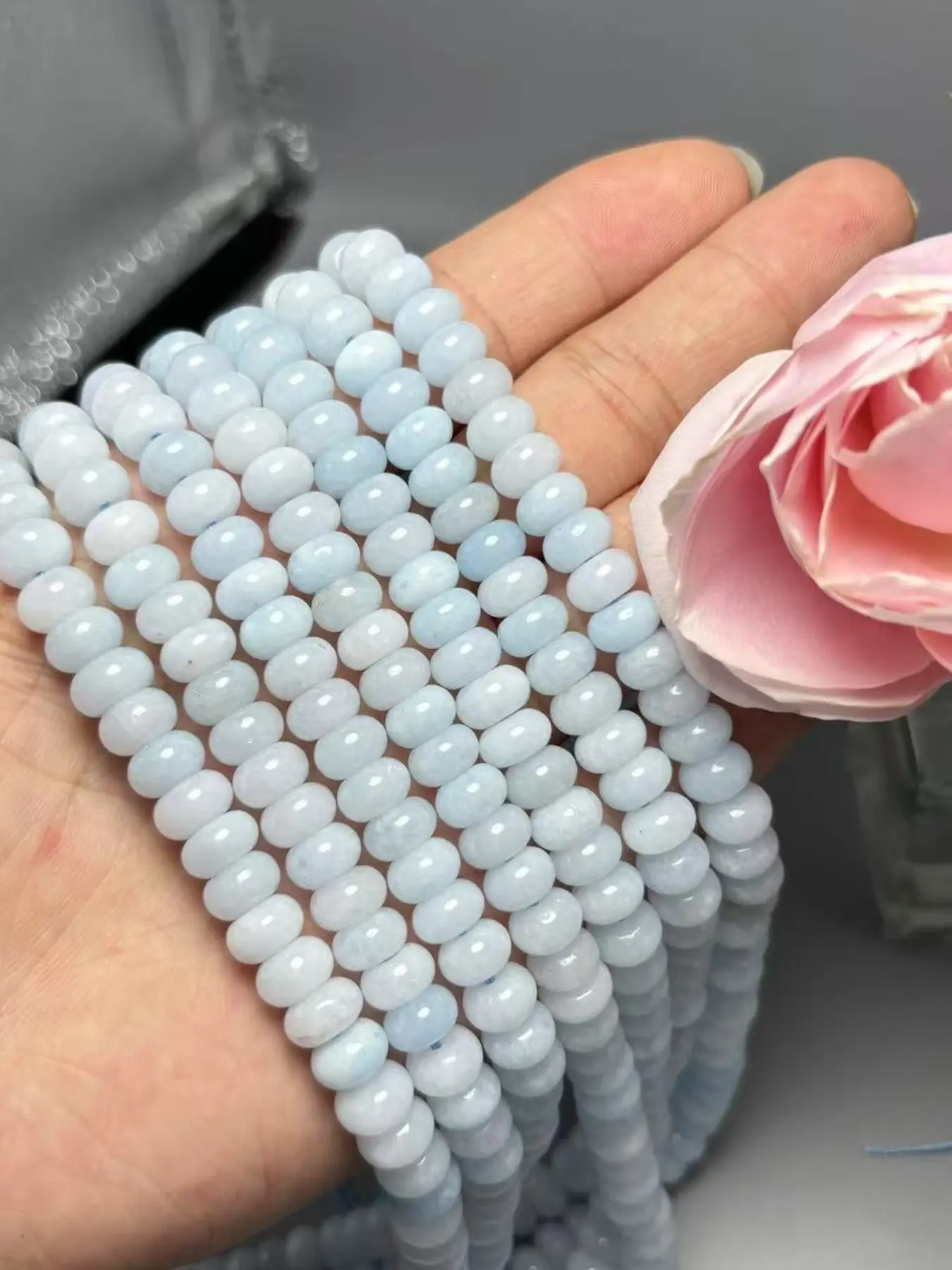 5x8mm Natural Stone Beads, Light Blue Washed Abacus Beads, Hole Design for Stringing, DIY Jewelry Making, beading making, Craft Supplies, Decorative Beads