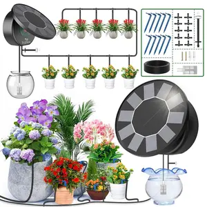 Solar Drip Irrigation Kit,DIY Automatic Plant Watering System with 9 Timing Modes,Anti-Water Absorption,Including Solar Panel and Watering Accessories