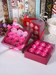 9 Rose Soap Flower Gift Box Set, Creative Teacher's Day Present, Valentine's Day, Anniversary Simulated Flowers, Holiday Gifts for Women, Gift Packaging