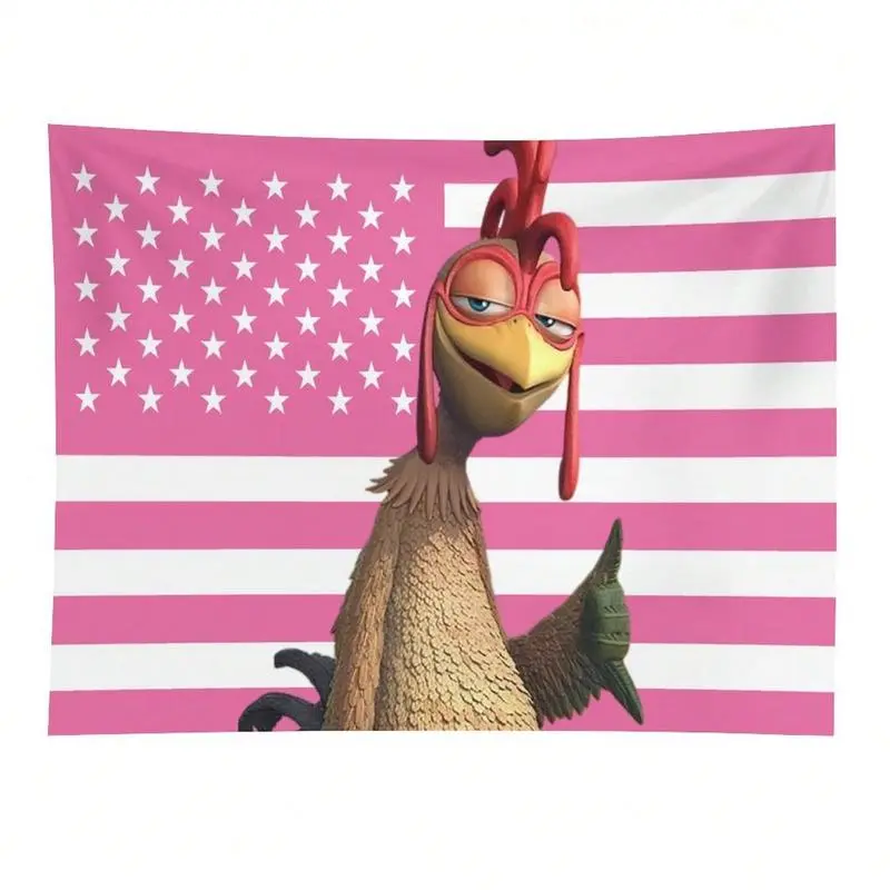 Tapestry  1pc Chicken Joe Meme Tapestry, Funny Pink American Flag Tapestries Poster,Hippie Wall Hanging,Suitable For Living Room Bedroom College Dorm Decor Wall Decoration,Is An Ideal Holiday Gift
