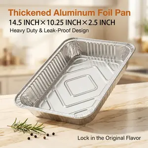 40-Pack 10x14-Inch Aluminum Baking Trays [20 Trays + 20 Lids], Extra-Thick Half-Size Disposable Aluminum Foil Baking Trays, Deep Baking Trays, Ideal for Cooking, Baking, Reheating, and Steaming