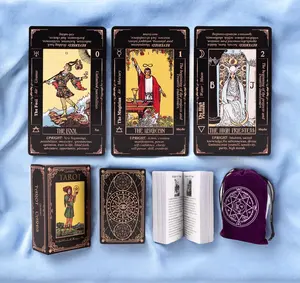 Tarot Cards for Beginners, Classic Tarot Cards with Meanings on Them, Durable Tarot Cards with Guide Book for Beginners (Black)