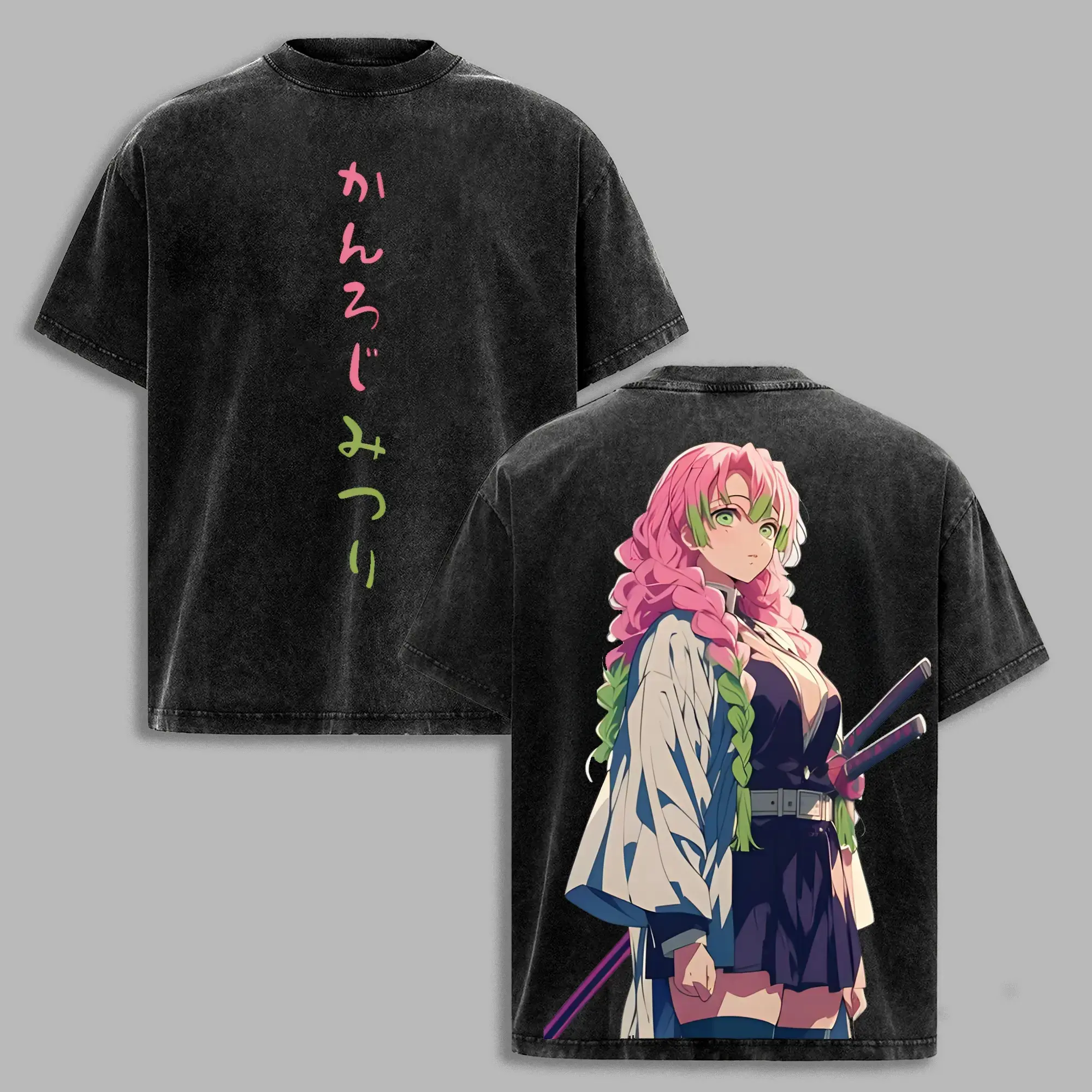 Mitsuri Kanroji Washed Unisex Anime Inspired Vintage Tee Demon Slayer Gift For Her，funny graphic tee, men’s trendy t-shirts, deals, humorous, 90s, streetwear,penny tees, meme, boyfriend, good graphic, sluggy