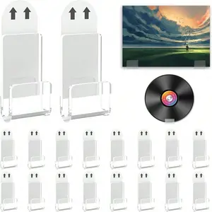 Acrylic Record Storage Rack, 12pcs/set Wall Mounted Record Holder, Record Display Rack, Office Storage Rack, Desk Organizer for Home Office, Wall Mount Compatible