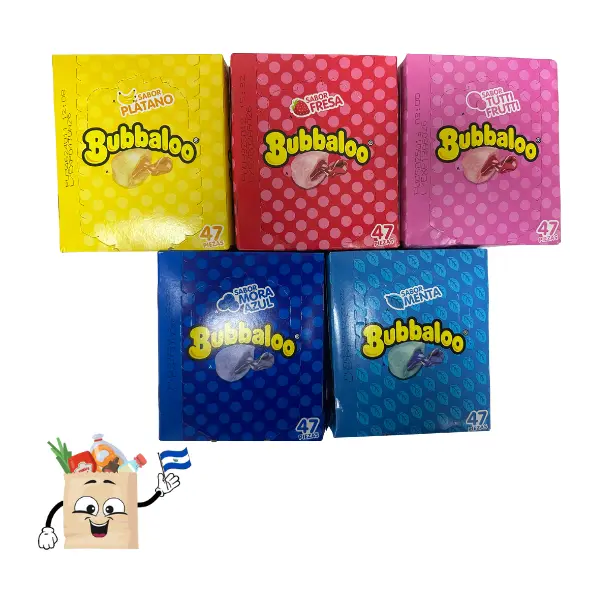 Bubbaloo Bubble Gum Assorted Flavors - gum box includes 47 pieces diffent flavors