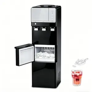 IKT Hot and Cold Water Cooler Dispenser with Ice Maker for 5 Gallon Bottle 27 lbs Daily Capacity Night Light Child Safety Lock Black