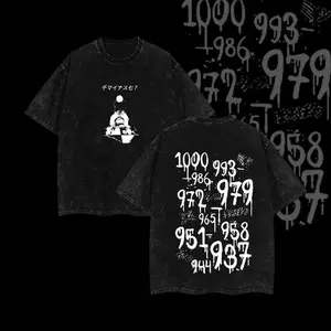 Retro Vintage Limited Haise Sasaki Kaneki Ken Tokyo Ghoul Anime Double Printed Washed Tee Unisex Oversize Anime Manga Acid Washed Lightweight Cotton T-Shirt Gift For Anime Fan Lover