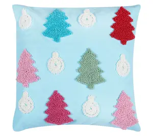 18" x 18" Trees Hooked Throw Pillow by Valerie