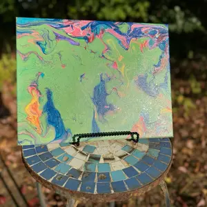 Original Glitter Pour Painting on Canvas with Vibrant Colors and Unique Design for Home Decor