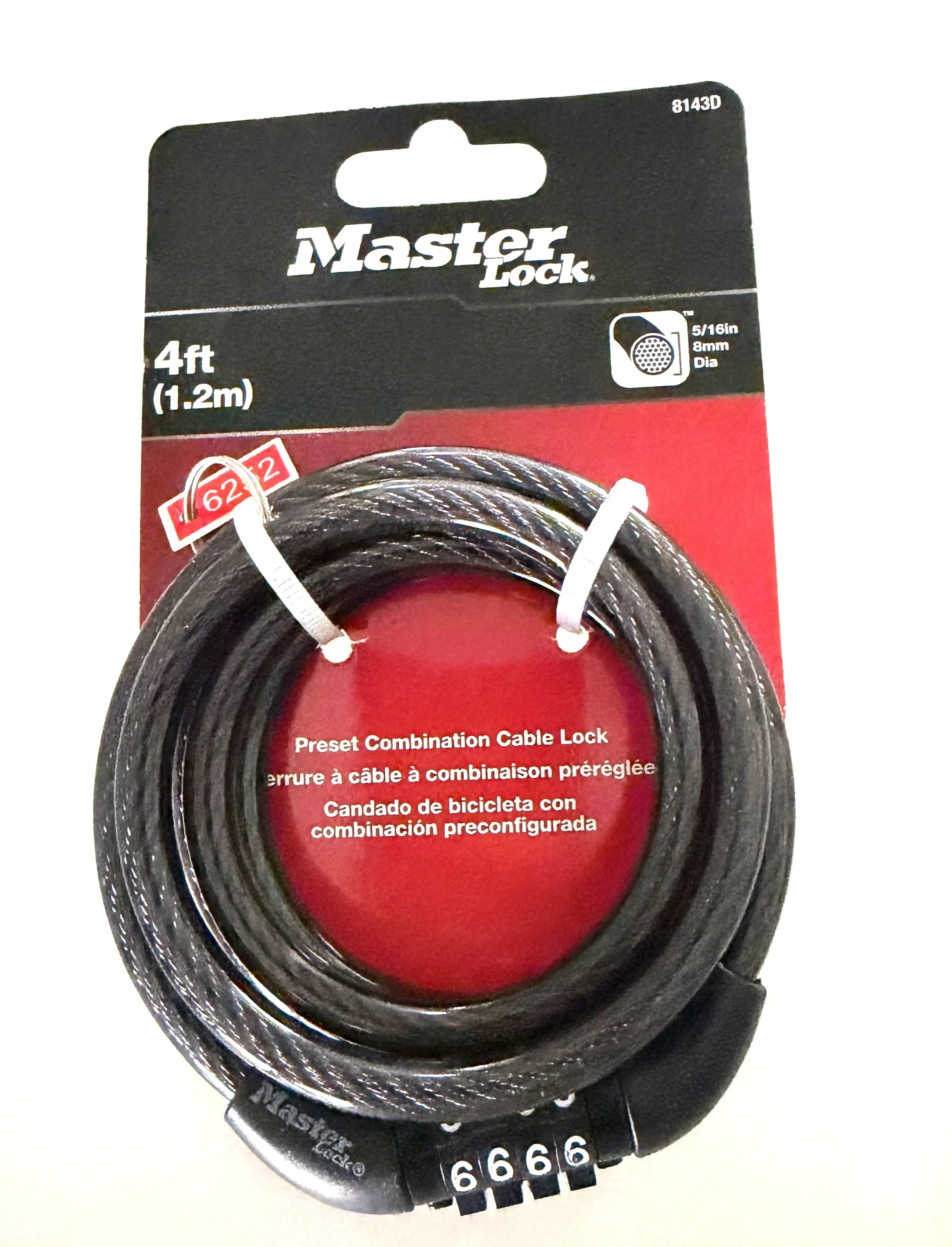 Master Lock Bike Lock Cable with Combination Black, 8143D Master Lock Bike Lock Cable with Combination Black, 8143D by Master Lock | Bicycle Lock Bicycle Accessories