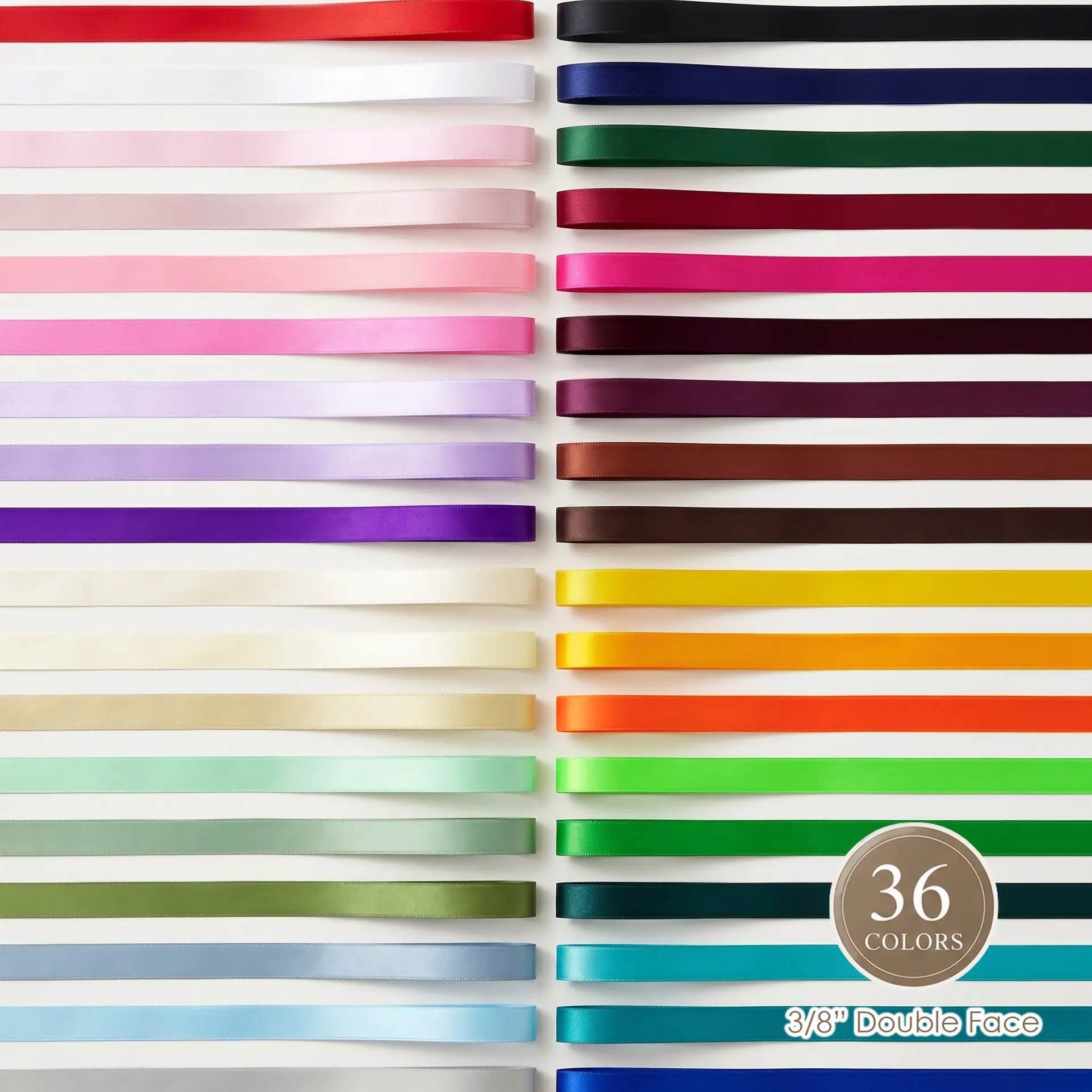 3/8-Inch Double-Face Satin Ribbon by Peaco, 100yd, Satin with Smooth Finish, Soft Shine, Fade-Resistant, Fray-Resistant, for Gift Wrapping & Bows, Christmas Decor, Wedding Crafts, Decorative Projects, DIY Creations, Floral Arrangements, Gift Box