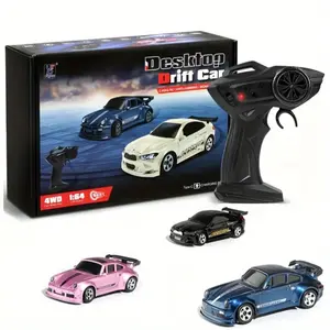 1/64 RC Drift Car, 1 Box 4WD High-speed Remote Control Racing Sports Car With LED Lights, Desktop Entertainment, Birthday Gift For Boys Kids, Christmas Gift