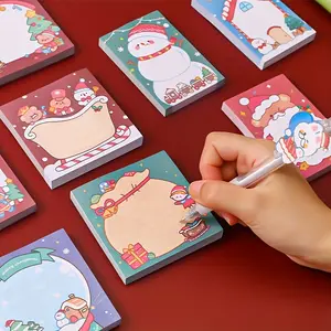 [50 Sheets Christmas Cartoon Sticky Notes] 4/20pcs - 50 Sheets Christmas Themed Self-Stick Notes Set, Cartoon Holiday Designs, Decorative Sticky Memo Pads for Office and Study, Office Supplies