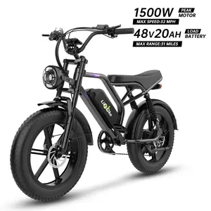 【Likebike UM1】All-Terrain 1500W Peak Electric Bike - 28MPH 45-75 Miles Range, 48V 20AH UL-Certified Removable Battery, Full Suspension & 20" Fat Tires for Off-Road & City Use, Hydraulic Brakes & LED Lights, Great for Mountain All-Terrain Rides