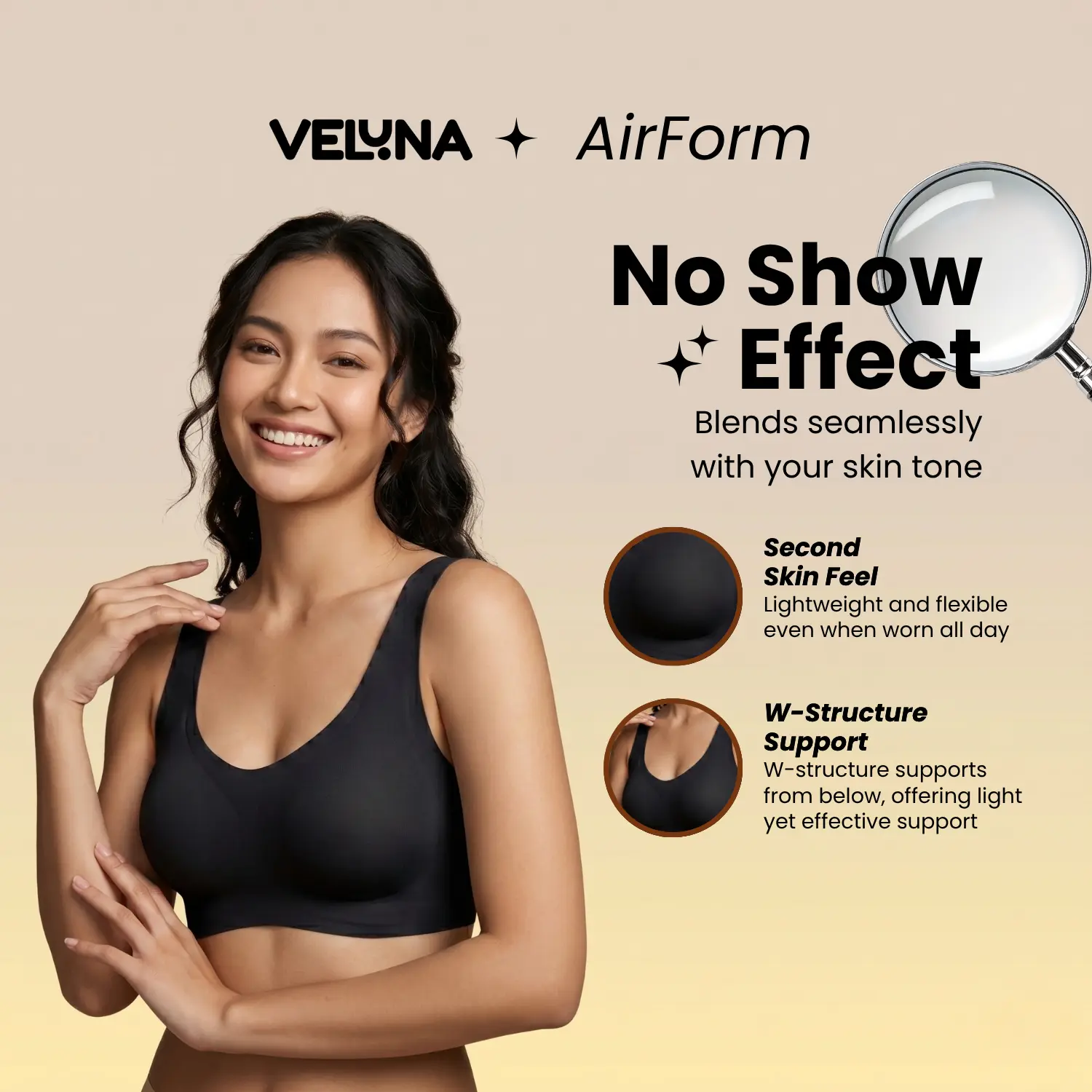 Seamless Wireless Bra 2-Pack | Buttery Soft No-Show Bralette for Women | Veluna AirForm Comfortable Everyday Bra with Removable Pads