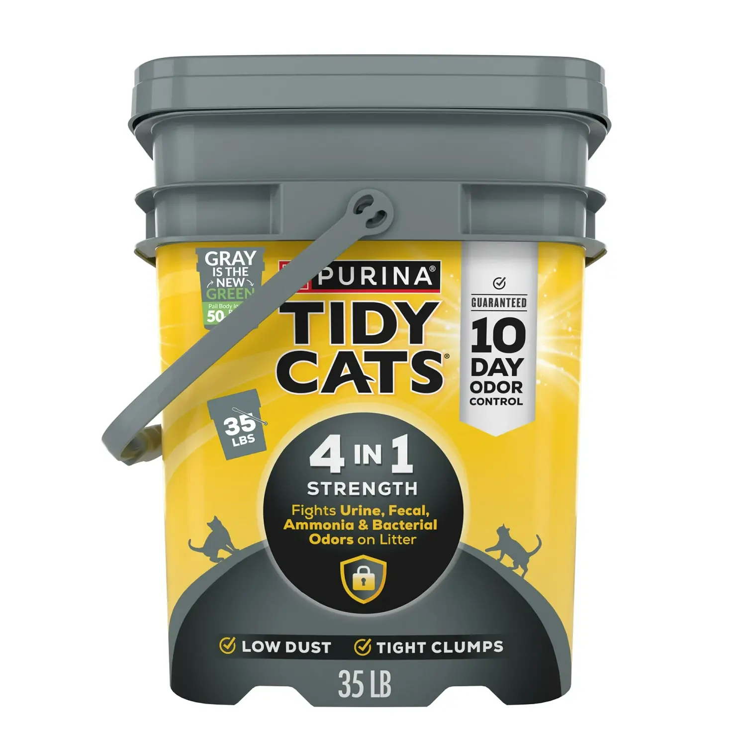 Tidy Cats 4-in-1 Clumping Natural Clay Cat Litter, 35 lb Pail - 4-in-1 Odor Control, Low-Dust Formula for Feline Litter Trays