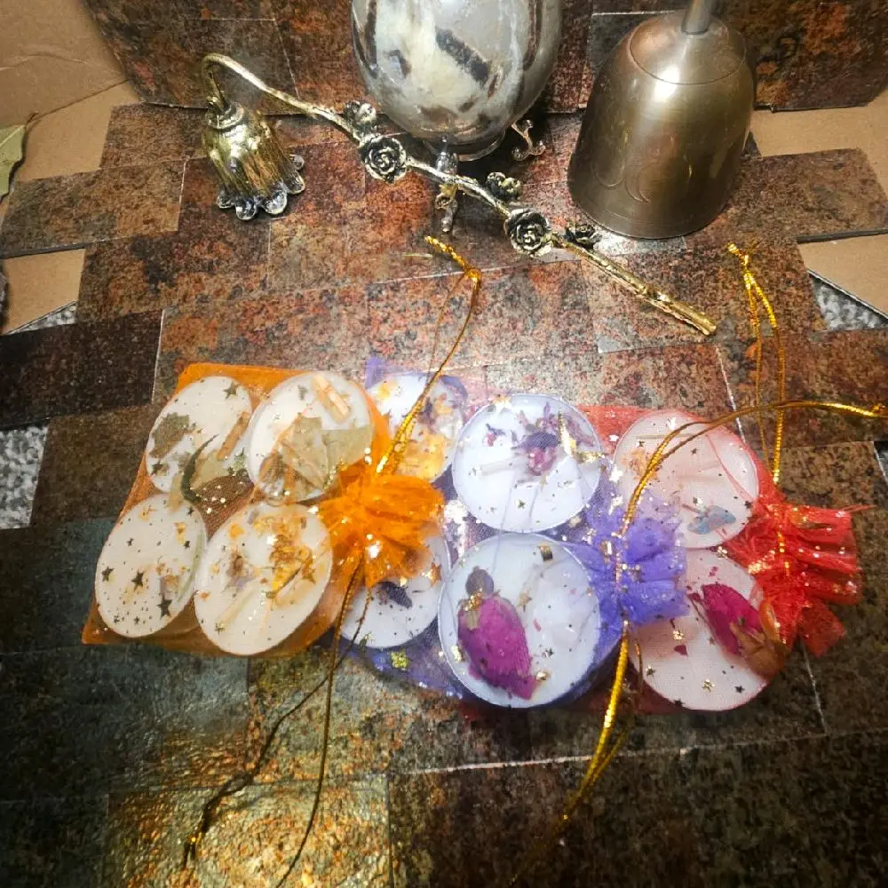 12-Piece Handmade Enchanted Intention Spell Tea Light Candle Set, Home Decor Supplies