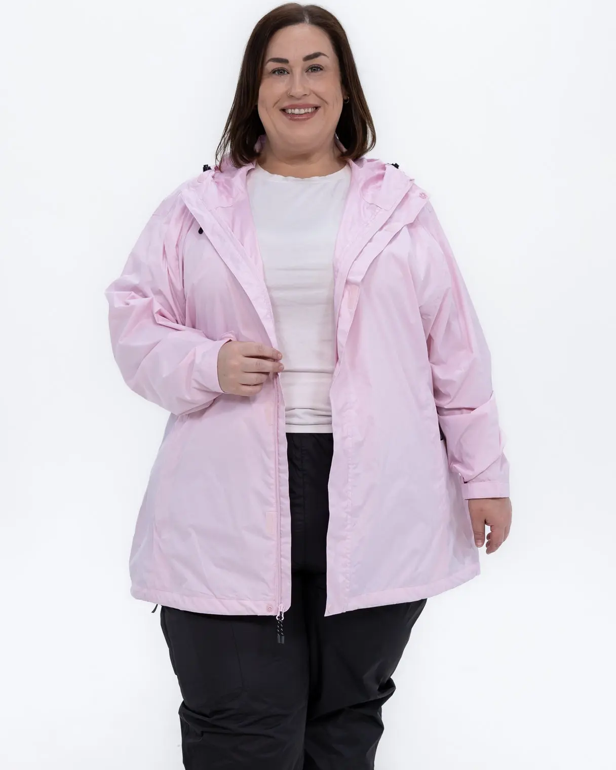 Women's Plus Size Packable Rain Jacket 1X-6X, The Pod Lightweight Waterproof Hooded Raincoat with Taped Seams, Packs Into Its Own Pocket