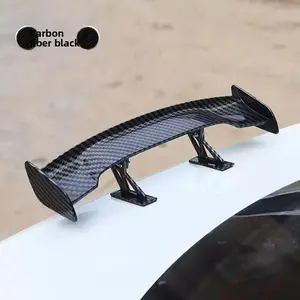 Mini Spoilers for Cars 11.8Inch Universal Auto Car Tail Wing Carbon Fiber Texture Cool Non-Punching Tiny Trunk Spoiler Automotive Exterior Accessories RC Car Modified Parts