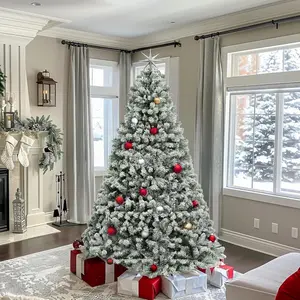 YITAHOME 6/7.5 Ft Snow Flocked Artificial Full Christmas Tree, Christmas Pine Tree with 1000 Branch Tips, and Foldable Base for Home, Party Decoration
