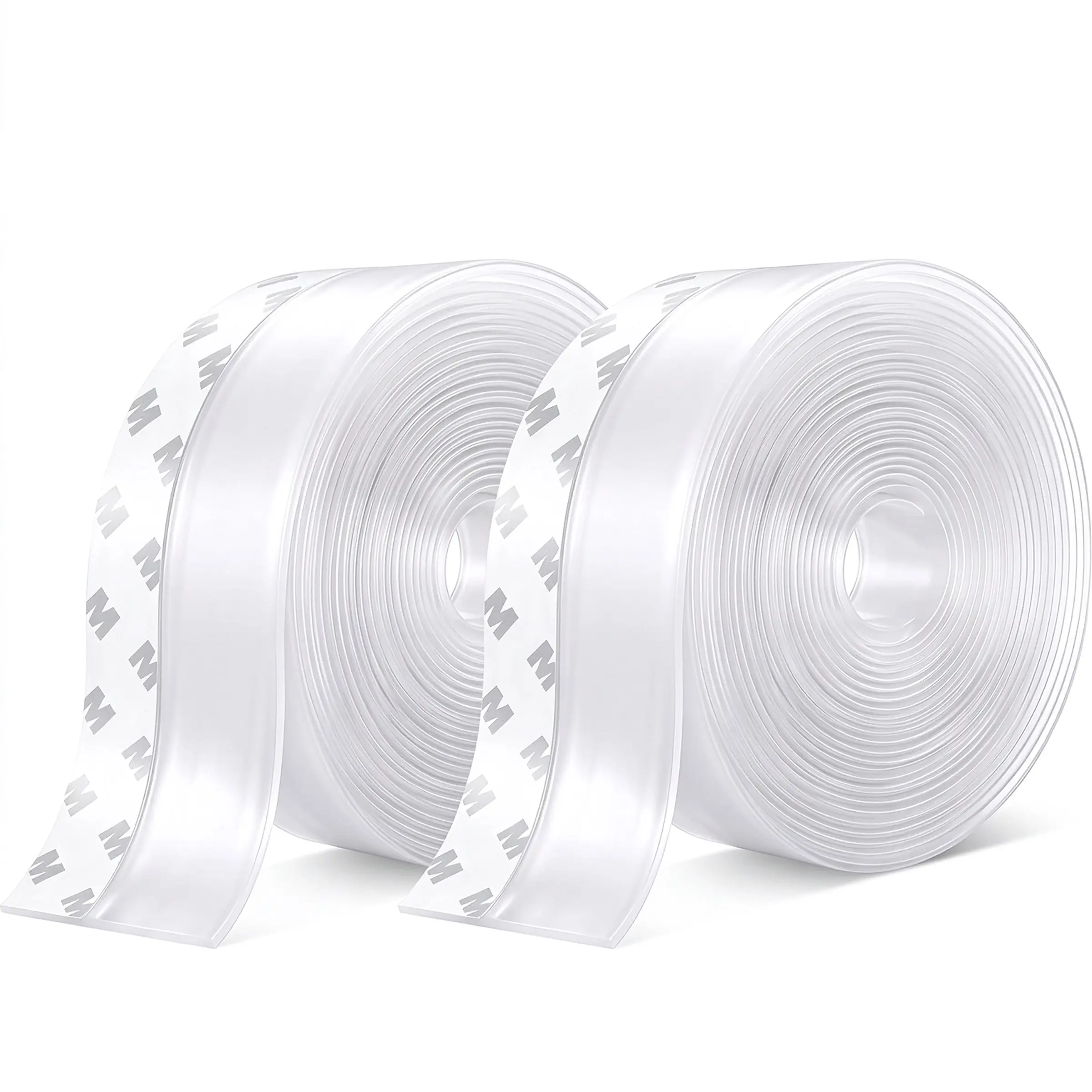 Transparent Flexible Adhesive Door Weather Seal Strip, 16.4ft Long Cuttable 1.38in Insulation Tape for Door Bottom Gaps & Window Drafts, Blocks Cold Air, Heat Loss, Dust, Mosquitoes (Office Tape Supplies)