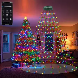 Smart Christmas Tree Lights, 400 LED Color Changing Waterfall Tree Topper Lights with  APP 6.56 FT X 16 Lines  Christmas Light for Indoor Outdoor Party Xmas Decoration