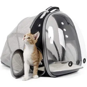 Back Expandable Cat Backpack Carrier, Fit up to 12 lbs, Space Capsule Bubble Window Pet Carrier Backpack to Carry and Transport Cat Bunny Small Puppy