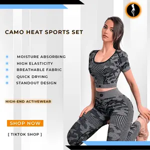 Camo Heat Leggings Sports Set for Baddies, Squat-Proof & Ultra-Soft Fabric, Summer Compression Wear, High Waist Breathable Yoga Leggings