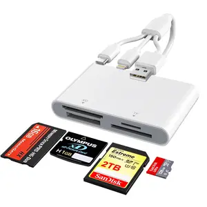 Memory Stick Pro Duo Adapter - 4-in-1 Multi Memory Card Reader with Triple Lightning/USB-C/USB-A for SD/Micro SD/MS/xD-Picture-Card - Cybershot Memory Stick Pro Duo Adapter for iPhone/Android/PC