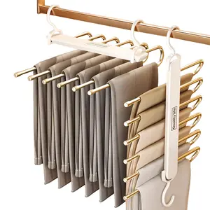 Anti-Slip Pants Hangers - Metal Closet Organizers for Jeans, Skirts, Trousers, Leggings & Scarves | Space Saving Clothes Storage Hangers