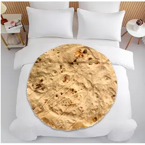 Reduced Price Tortilla Double Sided Print Round Fleece Flannel Linen Pool Beach Picnic Blanket Plush Soft Throw for Pets Baby Blanket Bedspread Sofa Couch Chair