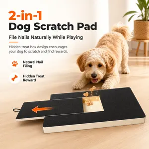 Dog Scratch Pad for Nails with Built-in Treat Drawer, Wooden Dog Nail File Board, Stress-Free Dog Scratcher Alternative to Clippers and Grinders dog nail trimmer