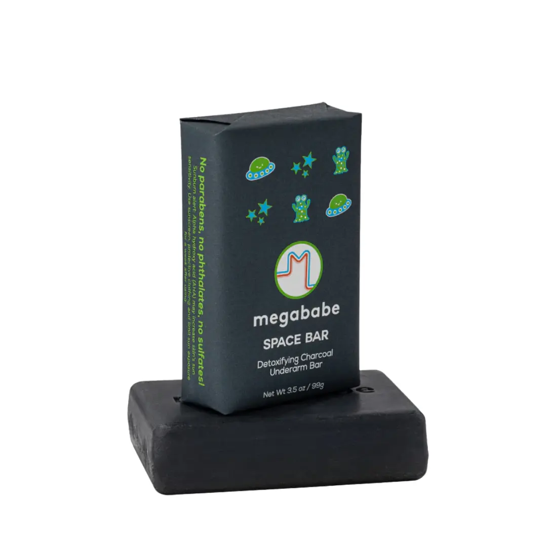 Megababe Underarm Bar Soap - Space Bar | With Detoxifying Charcoal for Odor Control | 3.5 oz