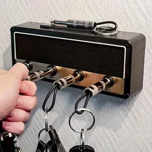 Creative Speaker Keychain Holder with 4 Interchangeable Keychains Metal Organizer Wall Mounted Holder, Perfect Gift for Father's Day Birthday Anniversary