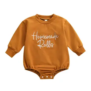 Thanksgiving Baby Boy Girl Outfit Homemade Rolls Sweatshirt Bubble Romper Newborn Infant Fall Winter Clothes