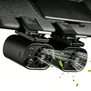 Joytutus Car Clip-On Portable USB Cooling Mini Fan - 360° Rotation, 100-Speed Stepless Adjustment, 1800mAh Rechargeable Battery, LED Display, Charging Button, Summer Personal Fan, Cooling Fan - Summervibes,Fathers Day Gift, fathersdaygift