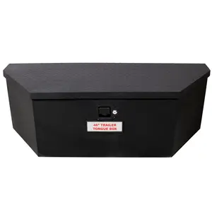 46"X18"X14.5" Tongue Truck Box Black Heavy Duty Steel Trailer Tongue Box, 6.7 CUFT Capacity, With Lock and Keys, Black color