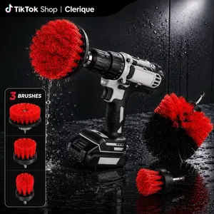 Clerique Drill Brush Attachment Set | Deep Cleans Grout Tiles Bathroom Car Carpet Upholstery”
