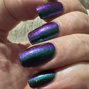 Wanton | A Bright Teal to Blue to Purple to Red Shifting Multi-Chrome Microflake Polish in a Purple Jelly Base