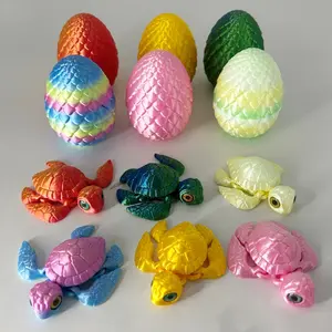 12-Piece Set, 3D Printed Turtle Egg Model, 6 Eggs + 6 Turtles, Jointed Anime Figurines, Desktop Decor, Home Decor, Aquarium Enthusiasts, Gift Ideas