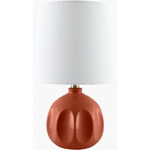Brick Red Modern Table Lamp with global details for bedside or console tables