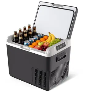 19QT Portable Car Refrigerator, 12V/24V DC & 100-240V AC Compressor Freezer, -4°F~68°F Fast Cooling Mini Fridge for Car, Camping, Travel, RV, Truck, Home Use