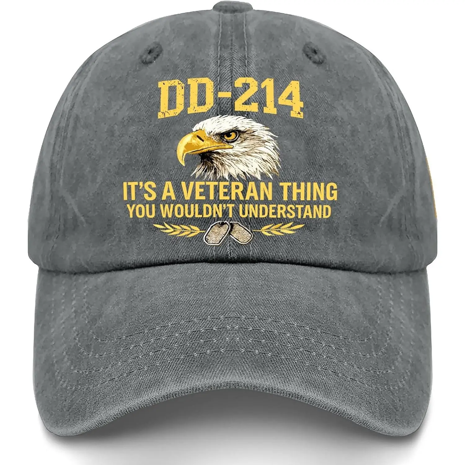 Unisex DD-214 Circular Emblem Print Cotton Classic Baseball Cap - Fitted, Snapback Hats with Adjustable Band, Washed Distressed America Printed Casual Veteran Hat, Fitted Hats