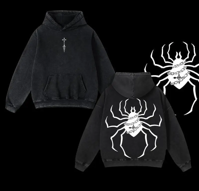 Phantom Troupe – Hunter x Hunter Vintage Washed Hoodie Double Printed | Oversized Fit | Heavyweight Cotton | Unisex | Gift for Anime Fans