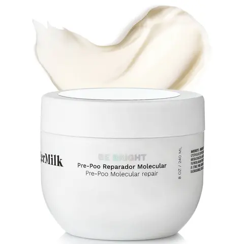 Pre-Poo Molecular Repair Treatment, Be Bright | Pre-Wash Strengthening & Repairing Care with Keratin, Hyaluronic Acid & Argan for Dry, Damaged & Over-Processed Hair | 8 oz / 240 ml | Ginger Milk
